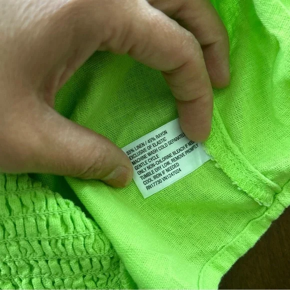 A New Day | Linen Blend Lime Green Off-Shoulder Crop Top - Picture 8 of 10